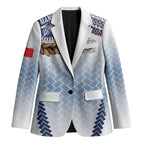 Manu Samoa Rugby Custom White Blazer ʻIe Toga Pattern With Brown Ula fala