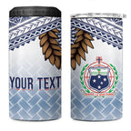 Manu Samoa Rugby Custom White 4 in 1 Can Cooler Tumbler ʻIe Toga Pattern With Brown Ula fala