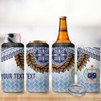 Manu Samoa Rugby Custom White 4 in 1 Can Cooler Tumbler ʻIe Toga Pattern With Brown Ula fala