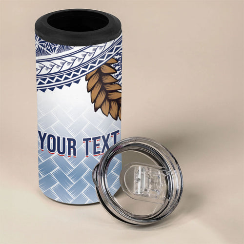 Manu Samoa Rugby Custom White 4 in 1 Can Cooler Tumbler ʻIe Toga Pattern With Brown Ula fala