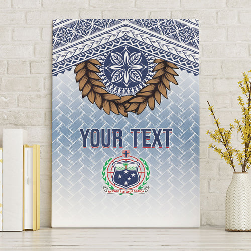 Manu Samoa Rugby Custom White Canvas Wall Art ʻIe Toga Pattern With Brown Ula fala