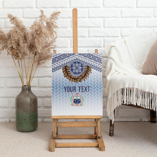 Manu Samoa Rugby Custom White Canvas Wall Art ʻIe Toga Pattern With Brown Ula fala