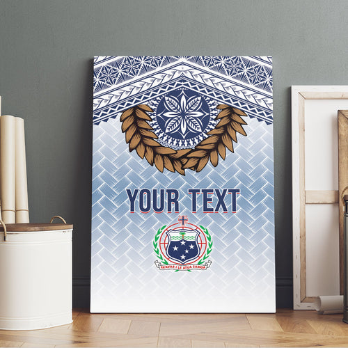 Manu Samoa Rugby Custom White Canvas Wall Art ʻIe Toga Pattern With Brown Ula fala