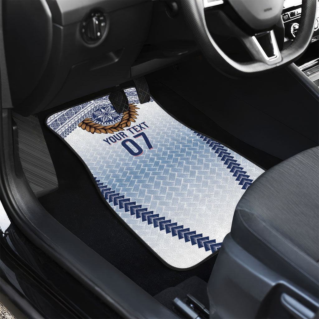 Manu Samoa Rugby Custom White Car Mats ʻIe Toga Pattern With Brown Ula fala