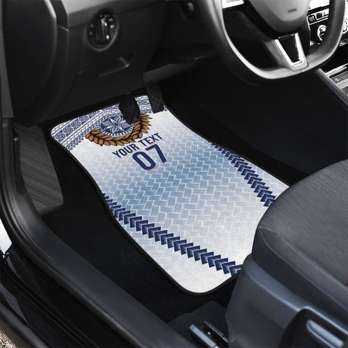 Manu Samoa Rugby Custom White Car Mats ʻIe Toga Pattern With Brown Ula fala