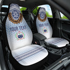 Manu Samoa Rugby Custom White Car Seat Cover ʻIe Toga Pattern With Brown Ula fala