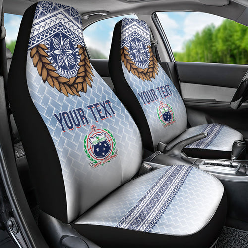 Manu Samoa Rugby Custom White Car Seat Cover ʻIe Toga Pattern With Brown Ula fala