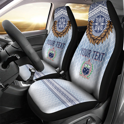 Manu Samoa Rugby Custom White Car Seat Cover ʻIe Toga Pattern With Brown Ula fala
