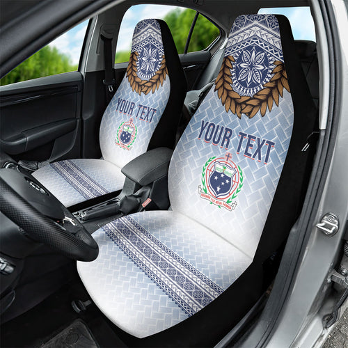 Manu Samoa Rugby Custom White Car Seat Cover ʻIe Toga Pattern With Brown Ula fala