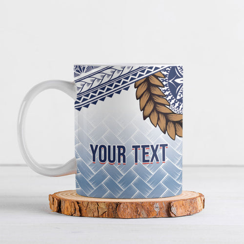 Manu Samoa Rugby Custom White Ceramic Mug ʻIe Toga Pattern With Brown Ula fala