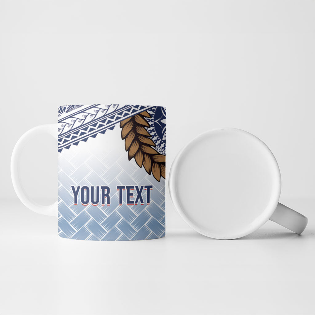 Manu Samoa Rugby Custom White Ceramic Mug ʻIe Toga Pattern With Brown Ula fala