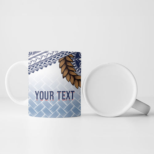 Manu Samoa Rugby Custom White Ceramic Mug ʻIe Toga Pattern With Brown Ula fala