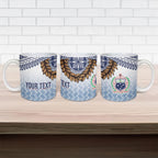 Manu Samoa Rugby Custom White Ceramic Mug ʻIe Toga Pattern With Brown Ula fala