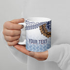 Manu Samoa Rugby Custom White Ceramic Mug ʻIe Toga Pattern With Brown Ula fala