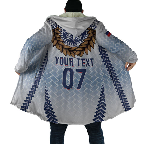 Manu Samoa Rugby Custom White Cloak ʻIe Toga Pattern With Brown Ula fala