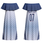 Manu Samoa Rugby Custom White Couples Matching Off Shoulder Maxi Dress and Hawaiian Shirt ʻIe Toga Pattern With Brown Ula fala