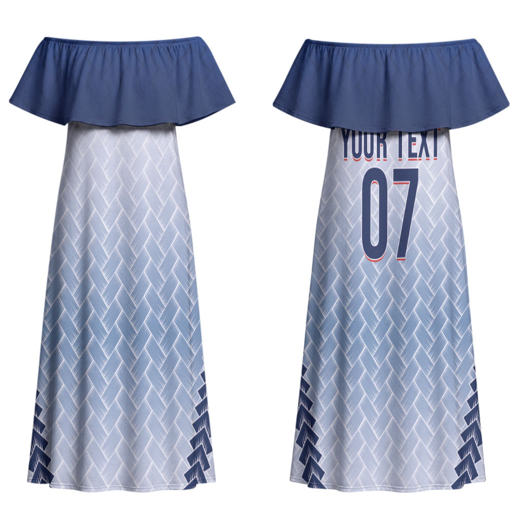 Manu Samoa Rugby Custom White Couples Matching Off Shoulder Maxi Dress and Long Sleeve Button Shirt ʻIe Toga Pattern With Brown Ula fala