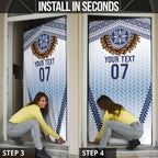 Manu Samoa Rugby Custom White Door Cover ʻIe Toga Pattern With Brown Ula fala
