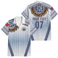 Manu Samoa Rugby Custom White Family Matching Off The Shoulder Long Sleeve Dress and Hawaiian Shirt ʻIe Toga Pattern With Brown Ula fala