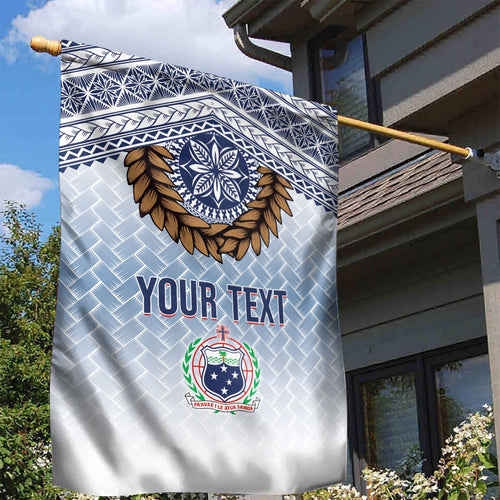 Manu Samoa Rugby Custom White Garden Flag ʻIe Toga Pattern With Brown Ula fala