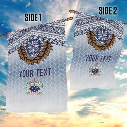 Manu Samoa Rugby Custom White Garden Flag ʻIe Toga Pattern With Brown Ula fala