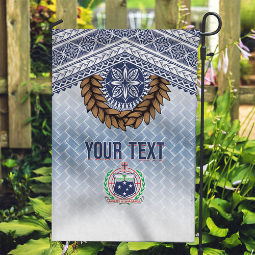 Manu Samoa Rugby Custom White Garden Flag ʻIe Toga Pattern With Brown Ula fala
