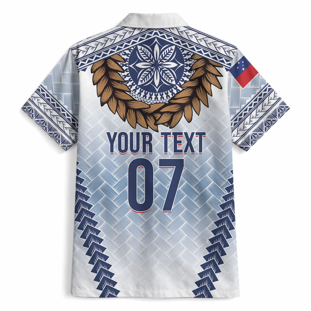 Manu Samoa Rugby Custom White Hawaiian Shirt ʻIe Toga Pattern With Brown Ula fala
