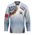 Manu Samoa Rugby Custom White Hockey Jersey ʻIe Toga Pattern With Brown Ula fala