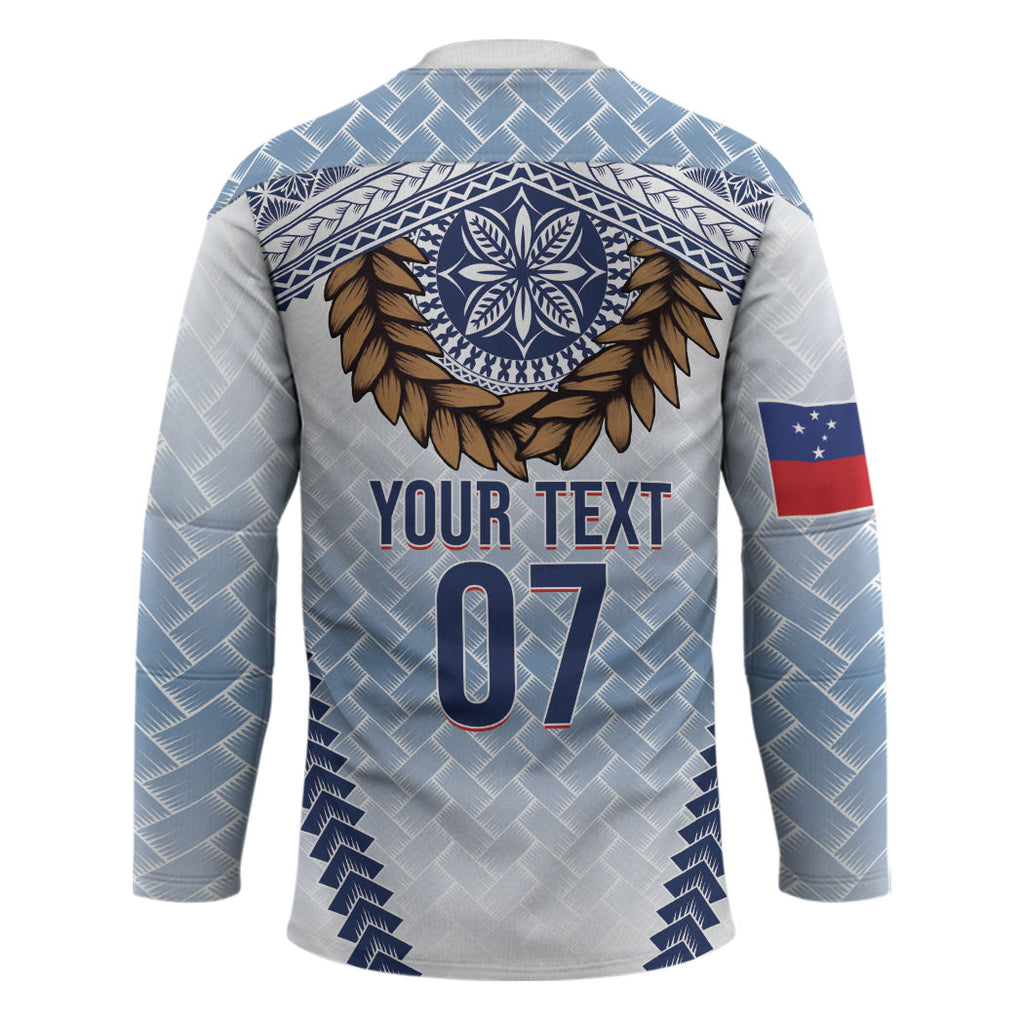 Manu Samoa Rugby Custom White Hockey Jersey ʻIe Toga Pattern With Brown Ula fala
