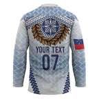 Manu Samoa Rugby Custom White Hockey Jersey ʻIe Toga Pattern With Brown Ula fala