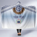Manu Samoa Rugby Custom White Hooded Blanket ʻIe Toga Pattern With Brown Ula fala