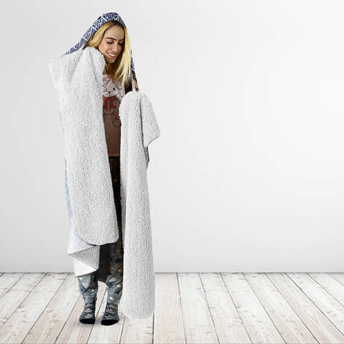 Manu Samoa Rugby Custom White Hooded Blanket ʻIe Toga Pattern With Brown Ula fala