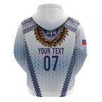 Manu Samoa Rugby Custom White Hoodie ʻIe Toga Pattern With Brown Ula fala