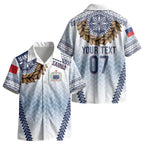 Manu Samoa Rugby Custom White Kid Hawaiian Shirt ʻIe Toga Pattern With Brown Ula fala