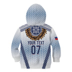 Manu Samoa Rugby Custom White Kid Hoodie ʻIe Toga Pattern With Brown Ula fala