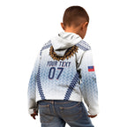 Manu Samoa Rugby Custom White Kid Hoodie ʻIe Toga Pattern With Brown Ula fala