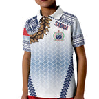Manu Samoa Rugby Custom White Kid Polo Shirt ʻIe Toga Pattern With Brown Ula fala