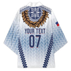 Manu Samoa Rugby Custom White Kimono ʻIe Toga Pattern With Brown Ula fala