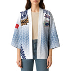 Manu Samoa Rugby Custom White Kimono ʻIe Toga Pattern With Brown Ula fala