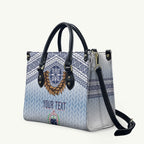 Manu Samoa Rugby Custom White Leather Bag ʻIe Toga Pattern With Brown Ula fala