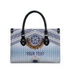 Manu Samoa Rugby Custom White Leather Bag ʻIe Toga Pattern With Brown Ula fala