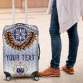 Manu Samoa Rugby Custom White Luggage Cover ʻIe Toga Pattern With Brown Ula fala