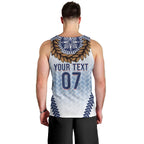 Manu Samoa Rugby Custom White Men Tank Top ʻIe Toga Pattern With Brown Ula fala