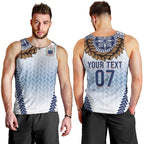 Manu Samoa Rugby Custom White Men Tank Top ʻIe Toga Pattern With Brown Ula fala