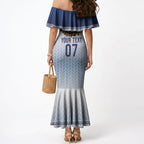 Manu Samoa Rugby Custom White Mermaid Dress ʻIe Toga Pattern With Brown Ula fala