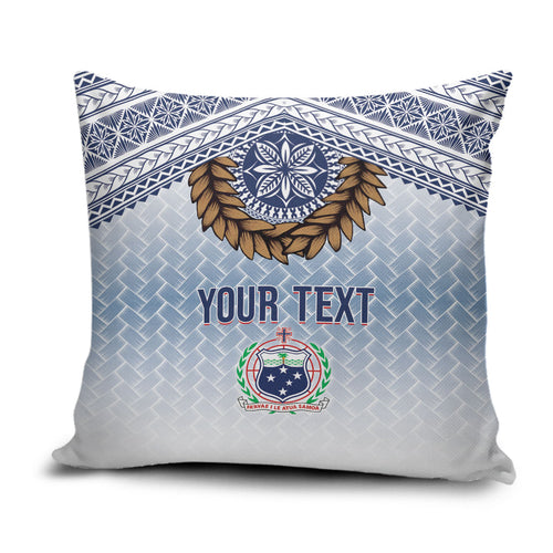Manu Samoa Rugby Custom White Pillow Cover ʻIe Toga Pattern With Brown Ula fala