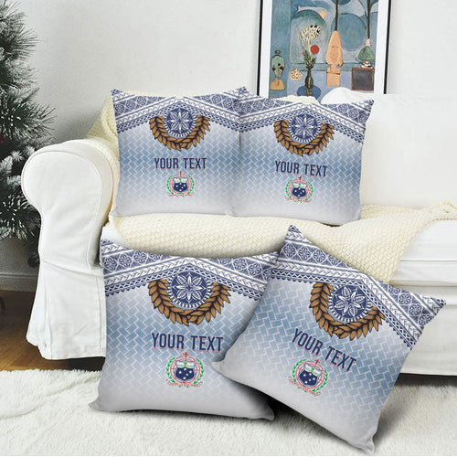 Manu Samoa Rugby Custom White Pillow Cover ʻIe Toga Pattern With Brown Ula fala
