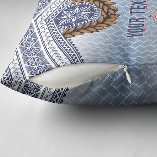 Manu Samoa Rugby Custom White Pillow Cover ʻIe Toga Pattern With Brown Ula fala