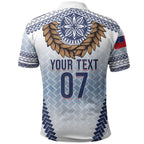 Manu Samoa Rugby Custom White Polo Shirt ʻIe Toga Pattern With Brown Ula fala
