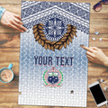 Manu Samoa Rugby Custom White Puzzle ʻIe Toga Pattern With Brown Ula fala